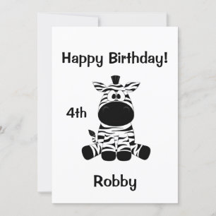 Goofy Zebra Birthday Party Invitation