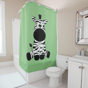 Goofy Zebra Green Shower Curtain