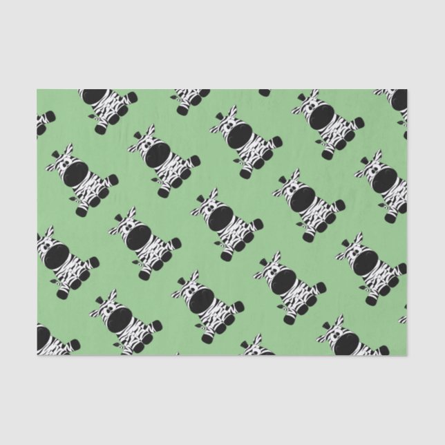 Goofy Zebra Green  Tissue Paper (Front)