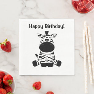 Goofy Zebra Happy Birthday Napkin