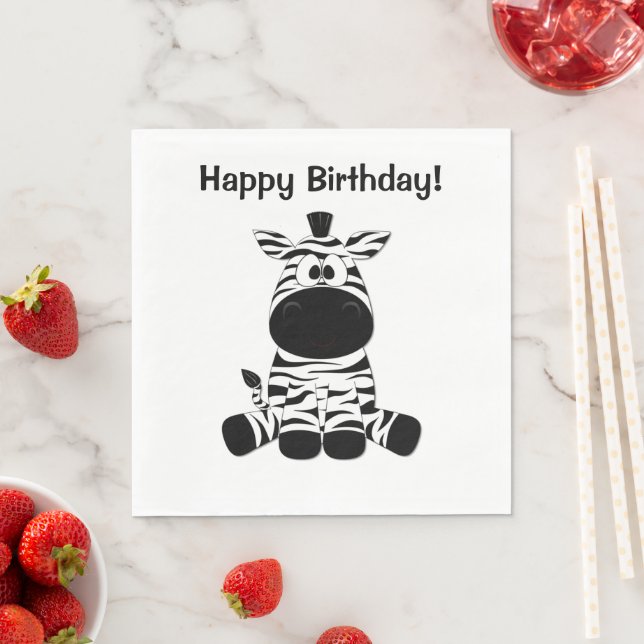 Goofy Zebra Happy Birthday Napkin (Insitu)