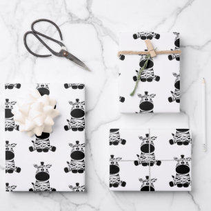 Goofy Zebra Wrapping Paper Sheet