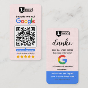 Google Bewertungskarte mit QR code Business Card