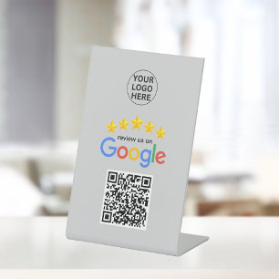 Google Business Reviews 5 Star Qr Code Grey Pedestal Sign