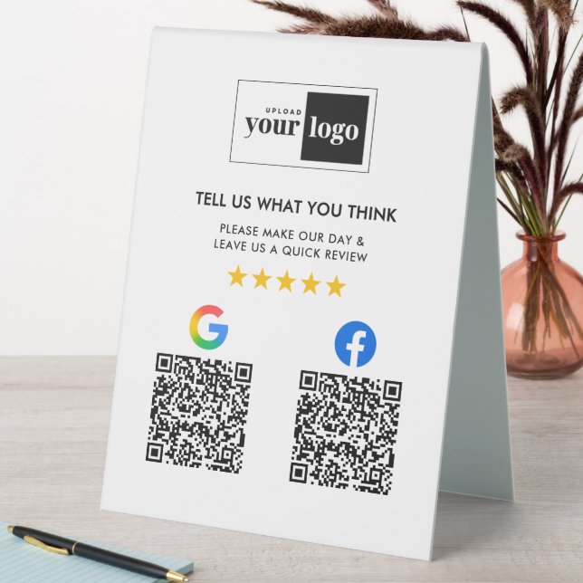 Google & Facebook Reviews Business QR Code & Logo (In SItu (Table))