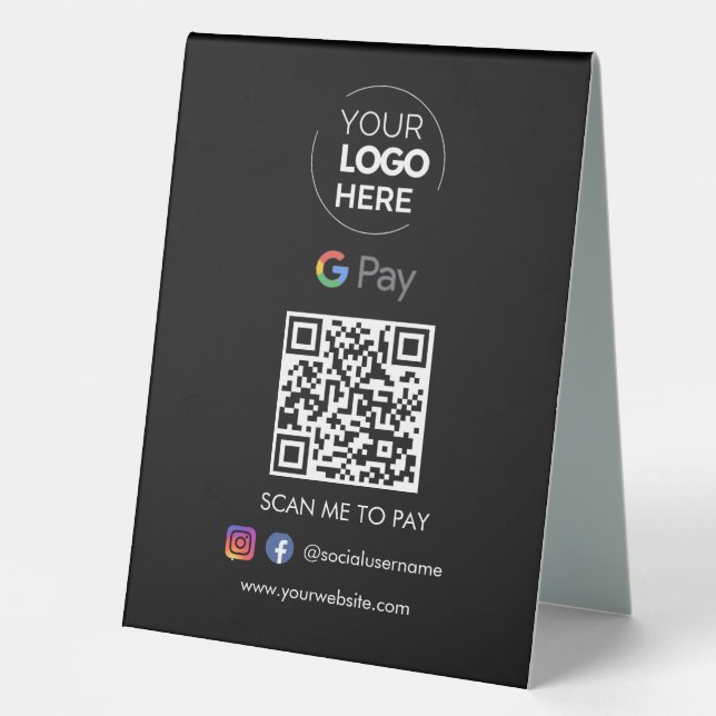  Google Pay QR Code Payment | Scan to Pay Black (Front)