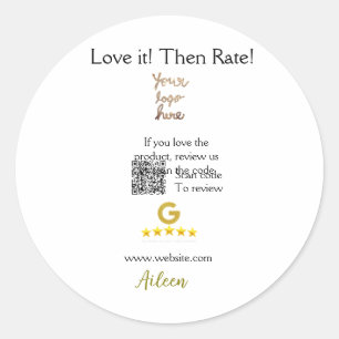 Google rate us review order purchase business QR Classic Round Sticker