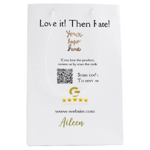 Google rate us review order purchase business QR Medium Gift Bag