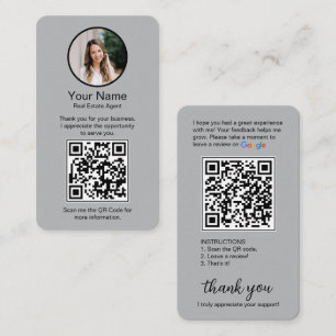 Google Review Business Card with Photo and QR Code