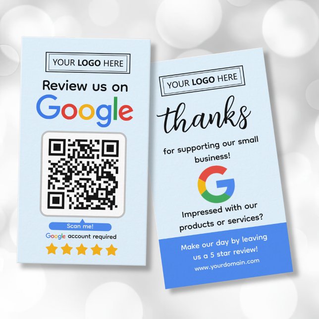 Google Review Business Cards with Logo and QR Code (Google Review Business Cards)