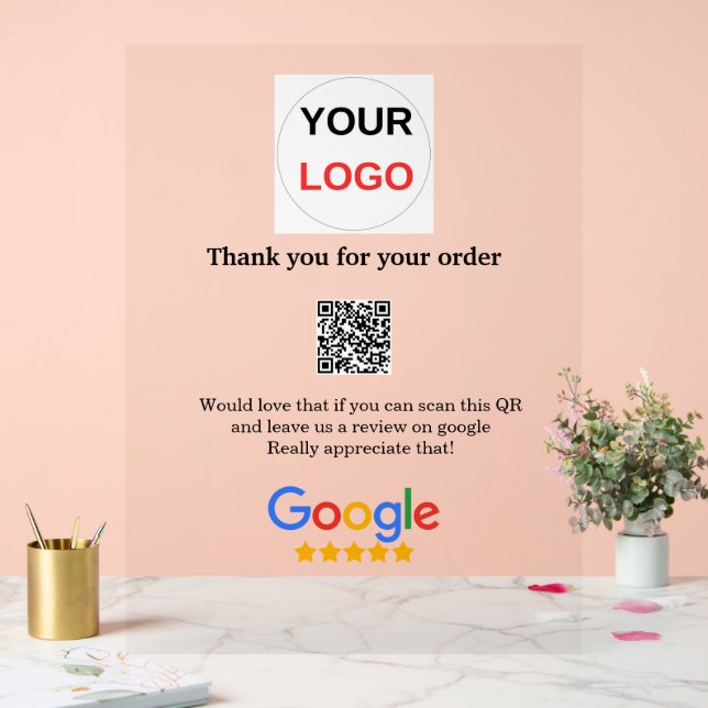 Google review business logo Scan QR review Acrylic Sign (Wedding)