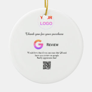 Google review business logo Scan QR review Ceramic Ornament