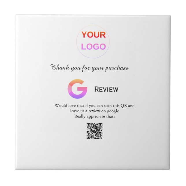 Google review business logo Scan QR review Ceramic Tile (Front)