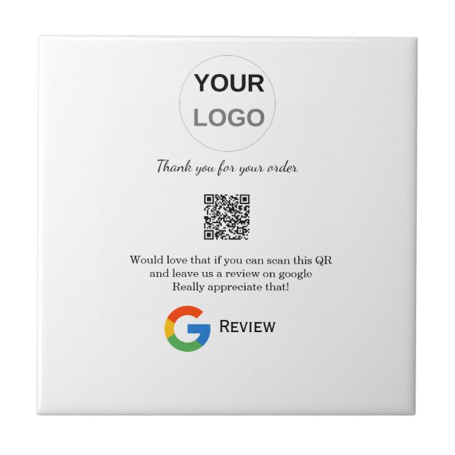 Google review business logo Scan QR review Ceramic Tile (Front)