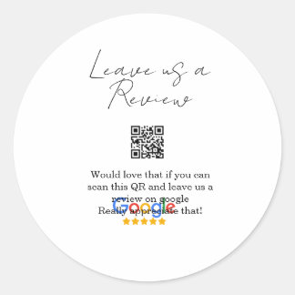 Google review business logo Scan QR review Classic Round Sticker