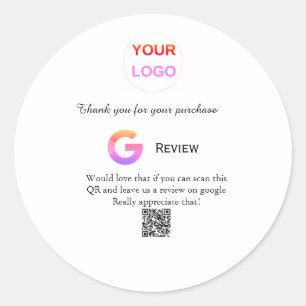 Google review business logo Scan QR review Classic Round Sticker