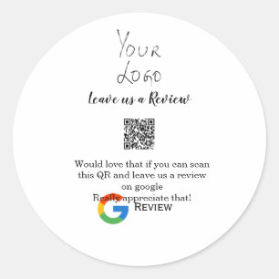 Google review business logo Scan QR review Classic Round Sticker