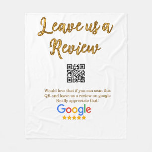Google review business logo Scan QR review Fleece Blanket