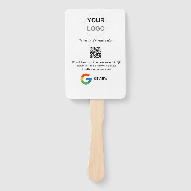Google review business logo Scan QR review Hand Fan (Front)