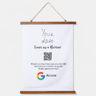 Google review business logo Scan QR review Hanging Tapestry
