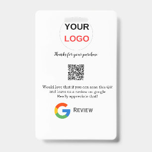 Google review business logo Scan QR review ID Badge