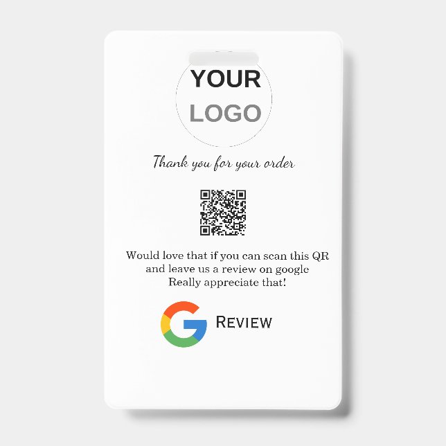 Google review business logo Scan QR review ID Badge (Front)