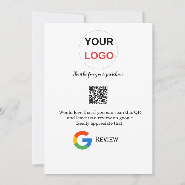 Google review business logo Scan QR review Invitation (Front)
