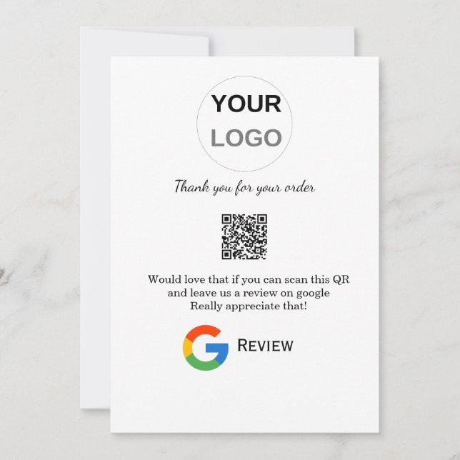 Google review business logo Scan QR review Invitation (Front)