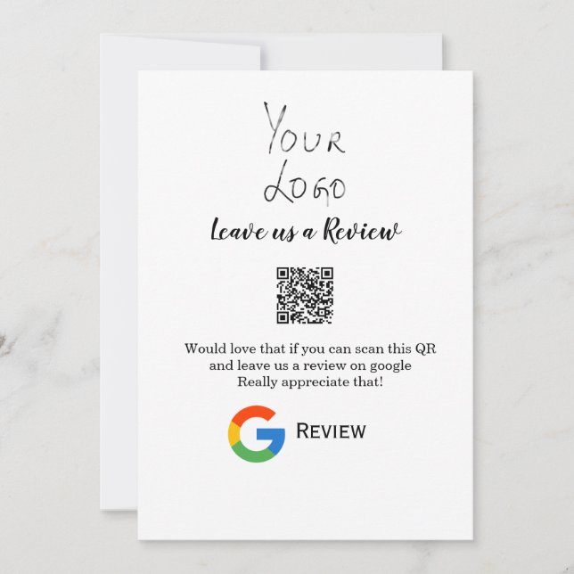 Google review business logo Scan QR review Invitation (Front)