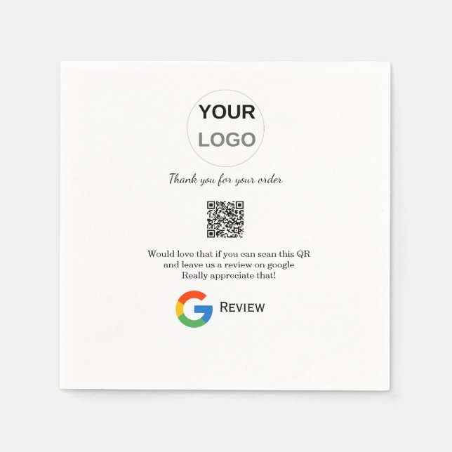 Google review business logo Scan QR review Napkin (Front)