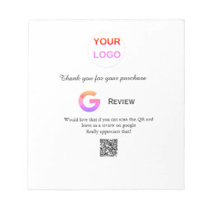 Google review business logo Scan QR review Notepad