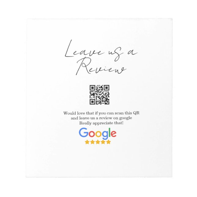 Google review business logo Scan QR review Notepad (Front)