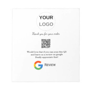 Google review business logo Scan QR review Notepad