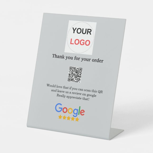 Google review business logo Scan QR review Pedestal Sign (Front)