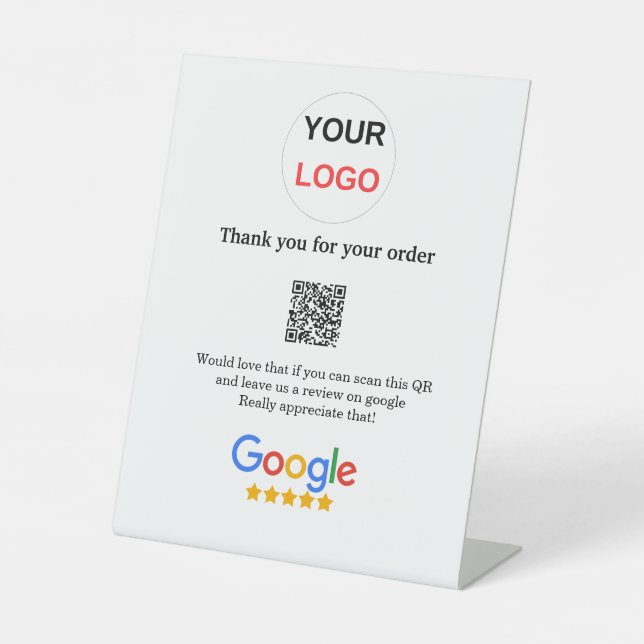 Google review business logo Scan QR review Pedestal Sign (Front)