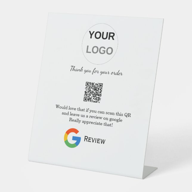 Google review business logo Scan QR review Pedestal Sign (Front)