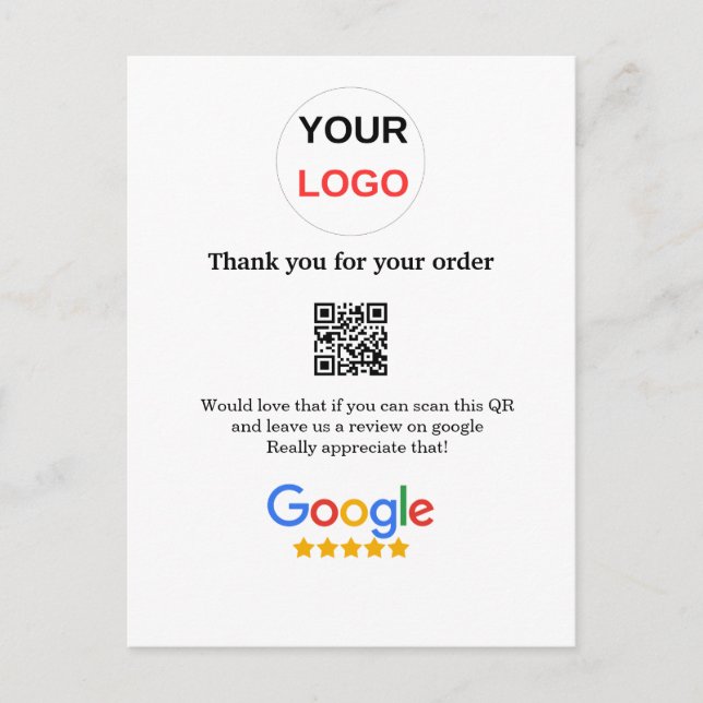 Google review business logo Scan QR review Postcard (Front)