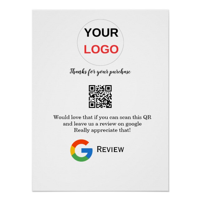 Google review business logo Scan QR review Poster (Front)