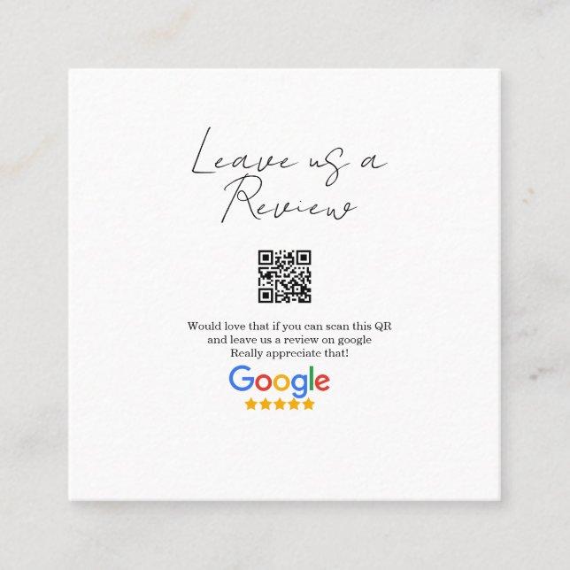 Google review business logo Scan QR review Square Business Card (Front)