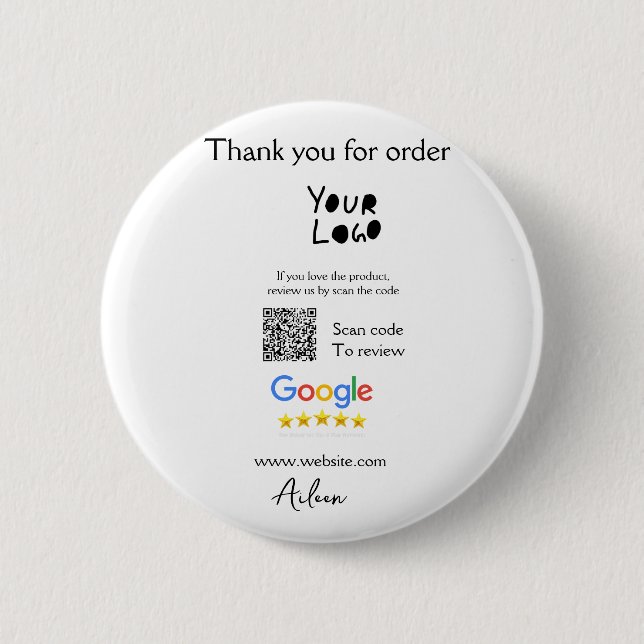Google review business logo website scan QR code 6 Cm Round Badge (Front)