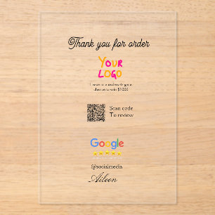 Google review business logo website scan QR code Acrylic Invitations
