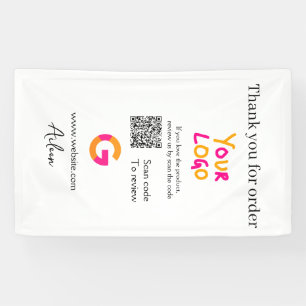 Google review business logo website scan QR code Banner