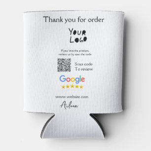 Google review business logo website scan QR code Can Cooler