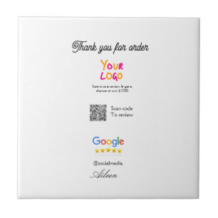 Google review business logo website scan QR code Ceramic Tile