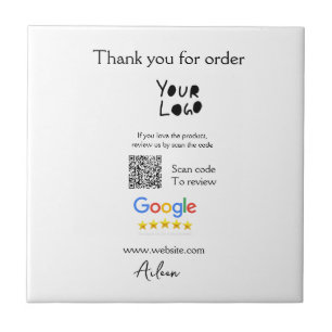 Google review business logo website scan QR code Ceramic Tile