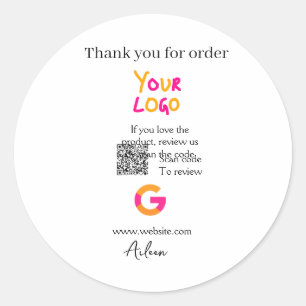 Google review business logo website scan QR code Classic Round Sticker