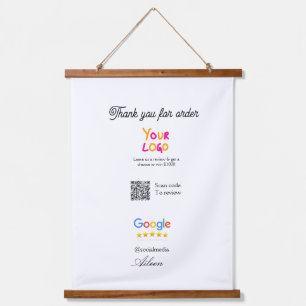 Google review business logo website scan QR code Hanging Tapestry