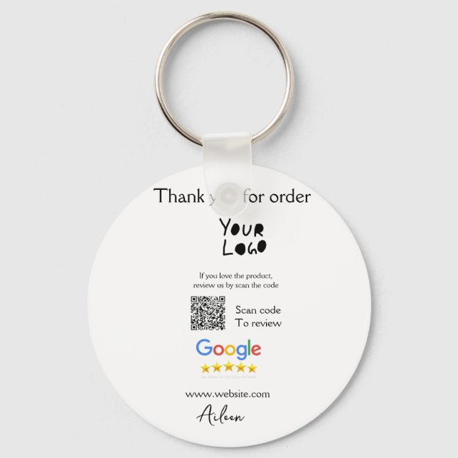 Google review business logo website scan QR code Key Ring (Front)