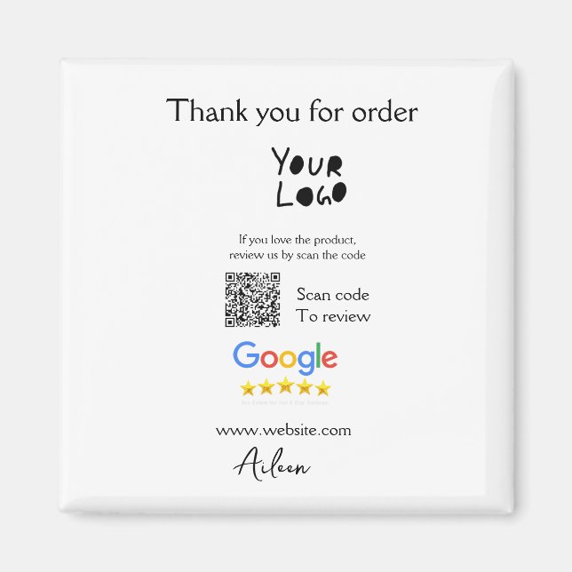 Google review business logo website scan QR code Magnet (Front)