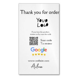Google review business logo website scan QR code Magnetic Business Card